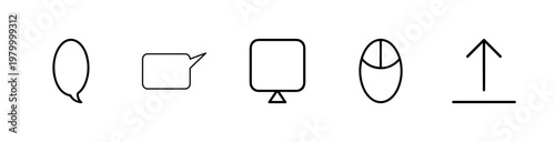 Minimalist communication and interface outline icon set for social media apps