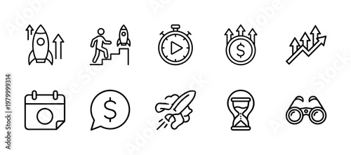 Business startup line icons for web and application design