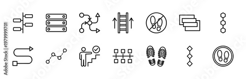 Minimalist business progress and career growth line icons for web and mobile design.