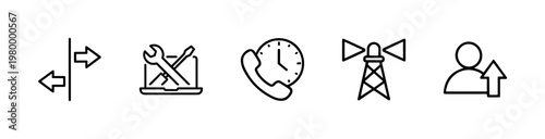 Minimalist customer service and technical support line icon set