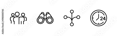 Minimalist customer support and technical service line icons set.