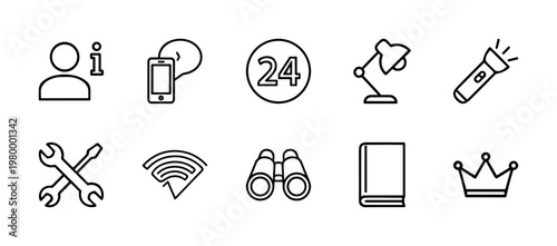 Professional customer service and technical support line icons