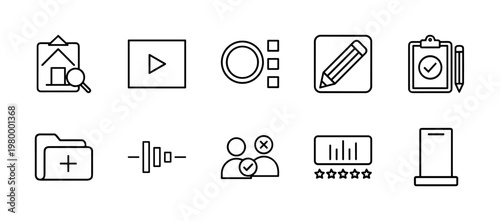 Business survey and feedback outline icon set