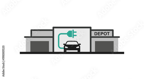 Electric car charging at depot station.