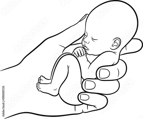 Touching fathers day illustration a father's loving embrace holding a newborn baby celebrating parenthood