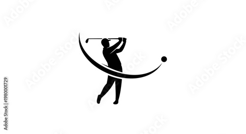 Golf Player in Action Swinging Club.