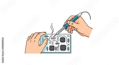 Hands Soldering Electronic Circuit Board.