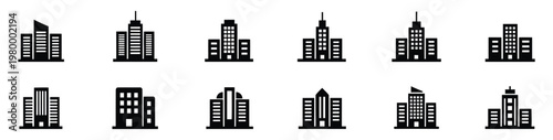 Professional City Building and Real Estate Icons for Infographics and Web Design