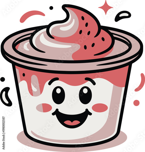 Cute cartoon a illustrator vector yogurt