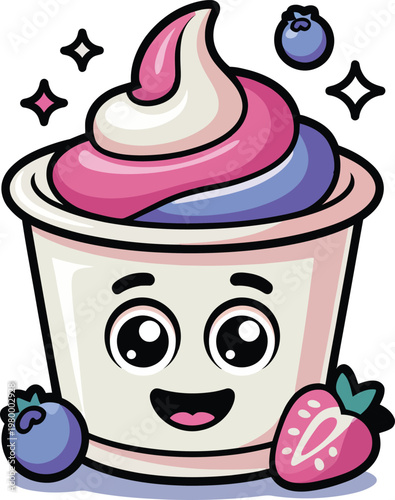 Cute cartoon a illustrator vector yogurt