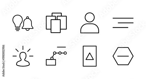 Task and project management line icons for professional business software