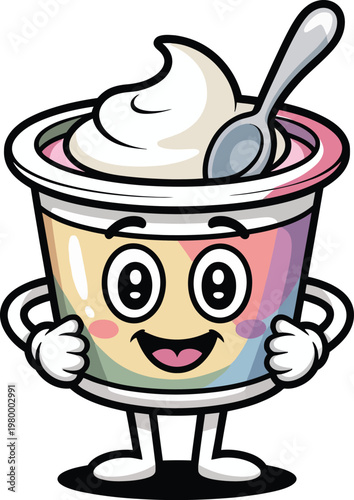 Cute cartoon a illustrator vector yogurt