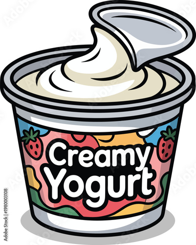 Cute cartoon a illustrator vector yogurt