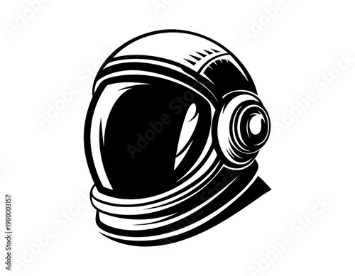Astronaut Helmet Vector Icon, Space Helmet Silhouette Illustration