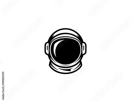 Astronaut Helmet Vector Icon, Space Helmet Silhouette Illustration