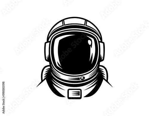 Astronaut Helmet Vector Icon, Space Helmet Silhouette Illustration