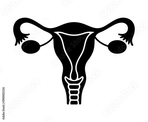Female Reproductive System Vector Icon, Uterus Anatomy Silhouette Illustration