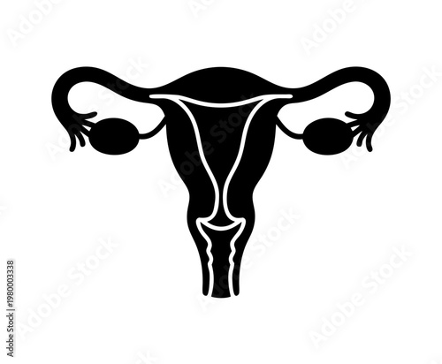 Female Reproductive System Vector Icon, Uterus Anatomy Silhouette Illustration