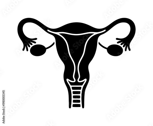 Female Reproductive System Vector Icon, Uterus Anatomy Silhouette Illustration