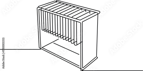 Modern metal radiator heater for home heating systems drawn with a single continuous black line stroke