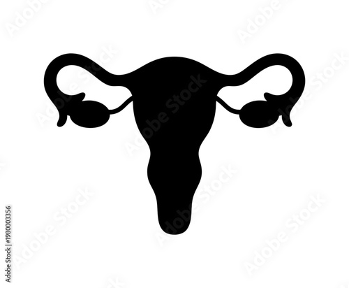 Female Reproductive System Vector Icon, Uterus Anatomy Silhouette Illustration