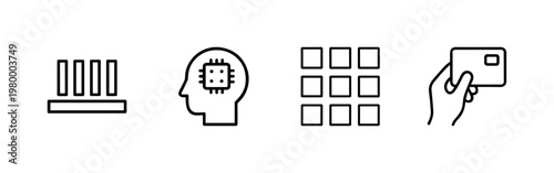 Minimalist technology and digital infrastructure outline icon set