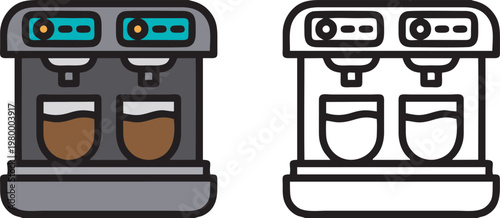 Double Espresso Machine Icon Outline Collection
