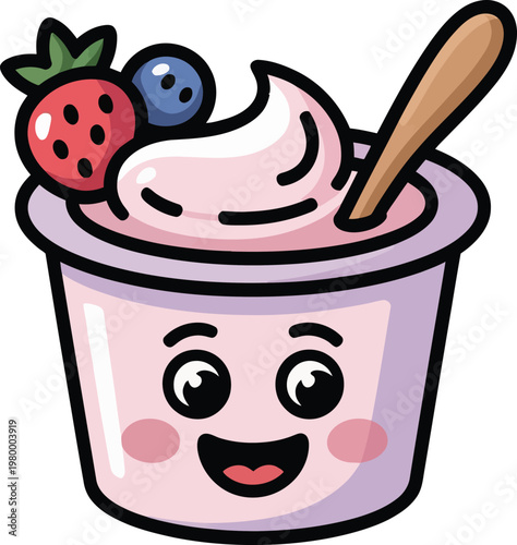 Cute cartoon a illustrator vector yogurt