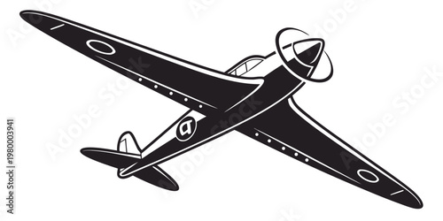 Propeller airplane silhouette graphic design with airplane propeller aircraft aviation silhouette transportation illustration monochrome traveler adventure vacation transport