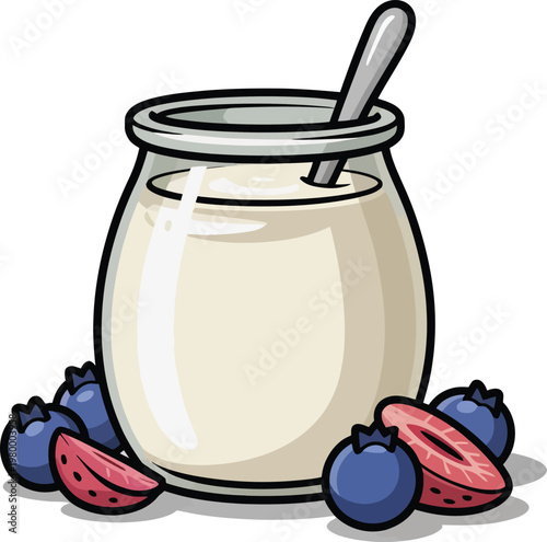 Cute cartoon a illustrator vector yogurt