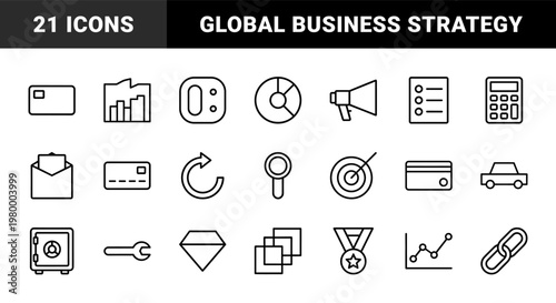 Business and finance minimalist line icon set