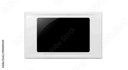 Vector illustration of modern smart home wall control panel with blank black screen on a transparent background