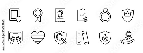 Minimalist business trust and security line icons set