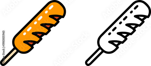 Delicious Grilled Sausage on Stick Street Food Icon