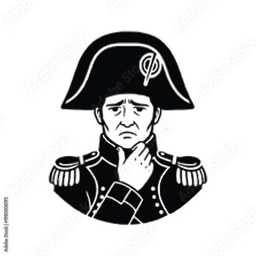 Napoleonic era military officer in deep thought