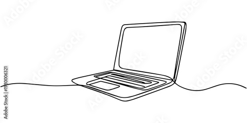 laptop gadget continuous one line drawing, Laptop continuous one line drawing. Gadget sign in simple linear style. one line Icon drawing, Single line drawing of laptop gadget isolated. one line Icon