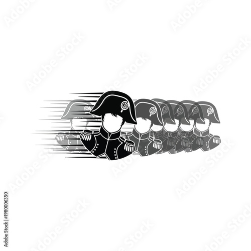 Napoleonic soldiers charging with motion blur effect