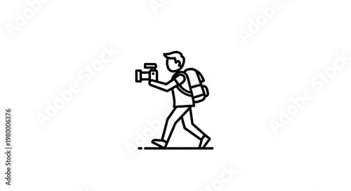 Man walking with camera equipment.