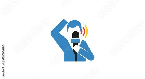 Person Wearing Headphones Holding Microphone.