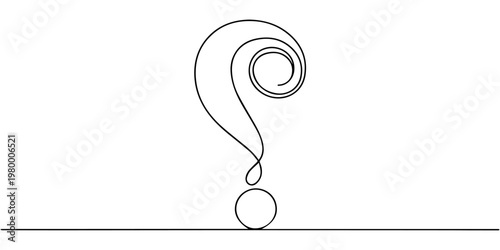 Question mark continuous one line drawing, Question mark continuous one line vector isolated vector illustration, Question mark icon continuous one line art drawing for business support concepts