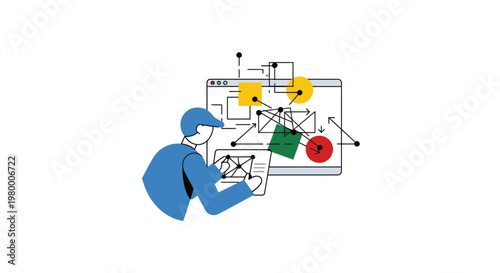 Konstfotografi Man working on technical blueprint.