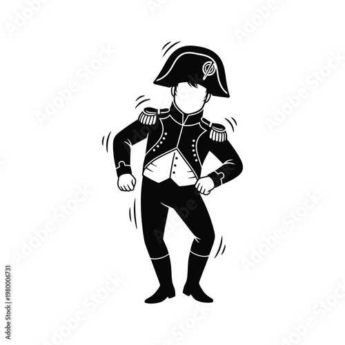 Cartoon depiction of a historical military officer in animated pose