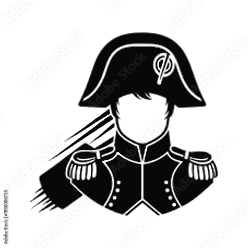Historical depiction of a napoleonic soldier in military uniform