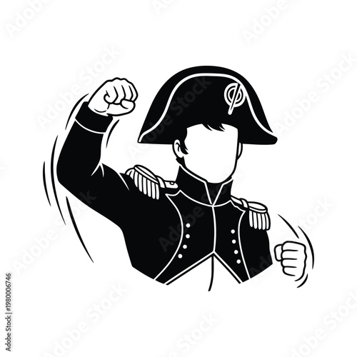 Determined military leader with a clenched fist in historical attire