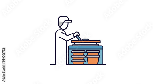 Man working with clay pottery.