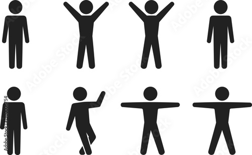 Stick Figure Poses Collection on White Background keywords icons