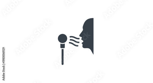 Bild auf Leinwand Microphone in front of human face.