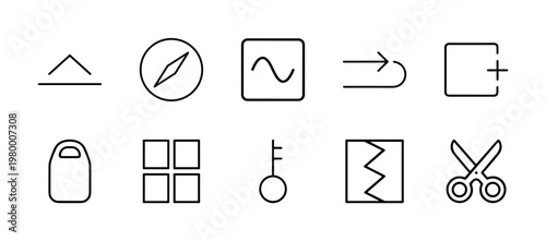 Minimalist user interface and media control outline icons for digital platforms.