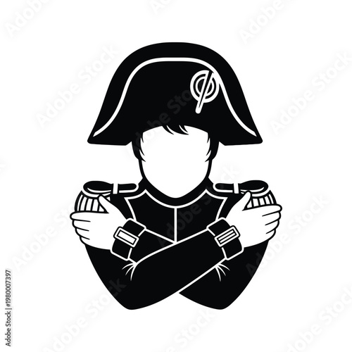 Napoleonic soldier holding cannons in a stylized illustration