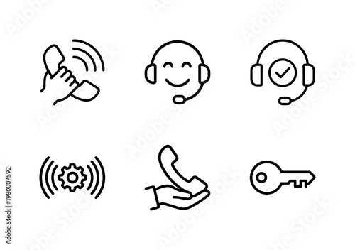 Business communication and customer support line icons